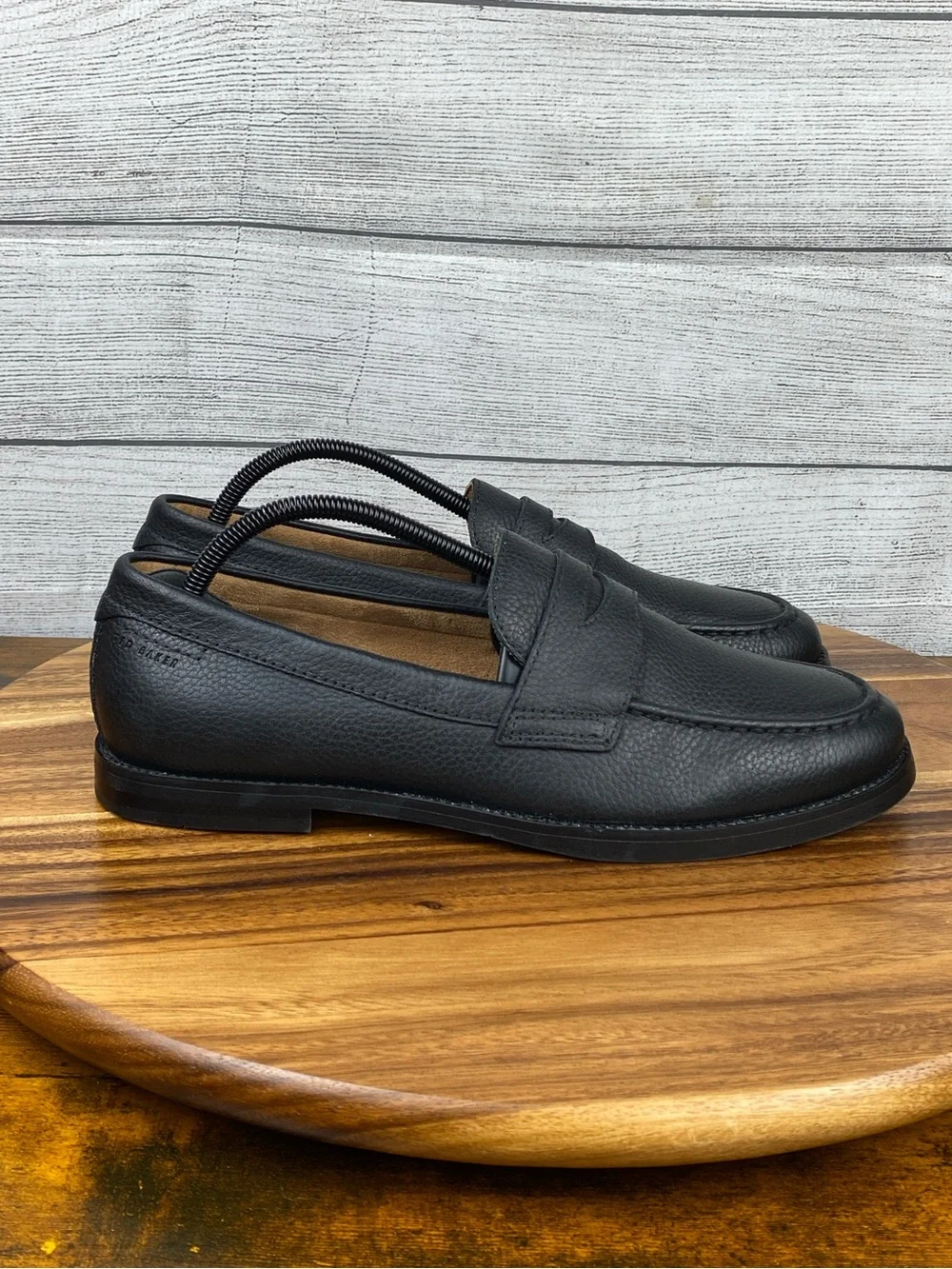 Ted Baker Parliament Penny Loafers Pebbled Black Leather Upper Men’s Shoe Size 9